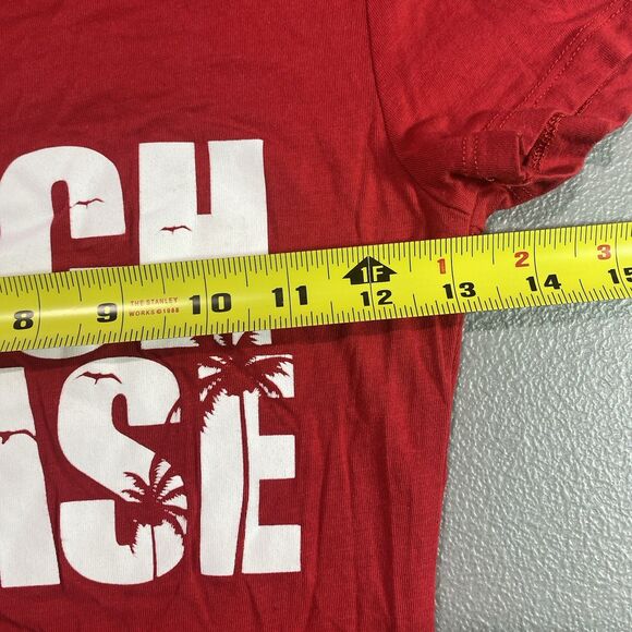 HEART & HIPS T-Shirt Cap Sleeve Graphic Beach Please Fitted Top Womens S Red - Picture 5 of 9